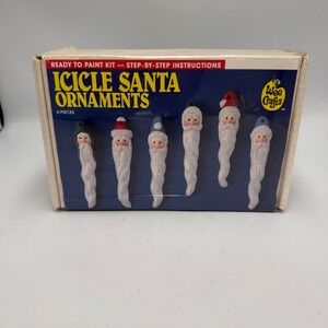 Wee Crafts Icicle Santa Ornaments Ready to Paint Kit 6 Piece Vintage 90s 21029